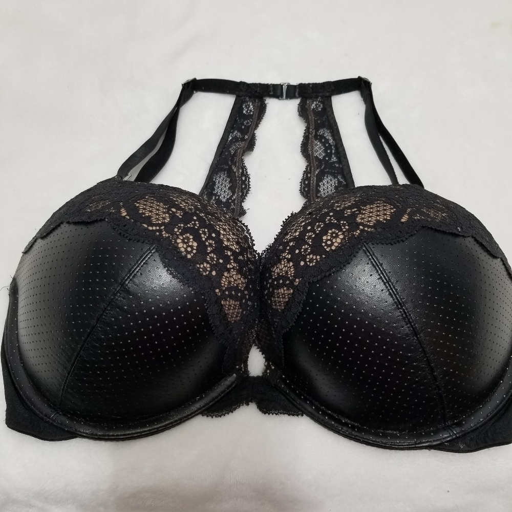 Black pleather Bombshell bra